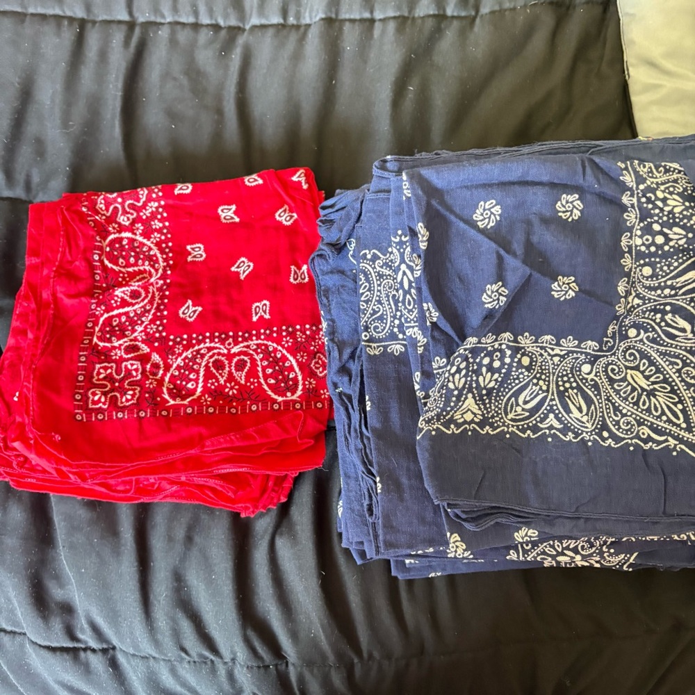 Red & Navy Bandana Set - Paisley Print